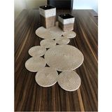 Naspar Açık Vizon Runner / Masa / Salon Sehpa Örtüsü (75 x 34) - Gold - 75 x 35 cm