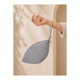 Naspar Gümüş Gri Renk Dikişli El Çantası Günlük Kullanım Kadın Clutch Çanta 30x15x15 cm | Fermuarlı