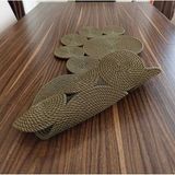 Naspar Haki Yeşil Runner / Masa / Salon Sehpa Örtüsü (75 x 34) - Ekru - 75 x 55 cm