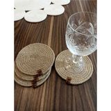 Naspar Hasır 6 Lı Bardak Altlığı 12 cm Çay, Fincan, Kupa, Mum Altlığı El Yapımı Doğal Naturel - 1 Adet