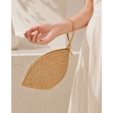 Naspar Hasır Jüt Ip Dikişli El Çantası Günlük Kullanım Kadın Portföy Clutch Çanta 30X15X15 cm | Fermuarlı, El Askılı - Kahverengi