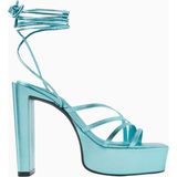Nass Sasha 125 Mavi Metalik Deri, Platform Topuklu Şık Sandalet