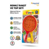 NASYONEL TOYS Çocuklar İçin Renkli Plastik Raket ve Top Seti Eğlenceli Plaj ve Bahçe Oyunu