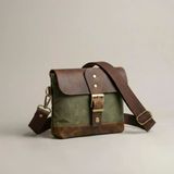 Natayleather Kadın %100 Hakiki Deri Kanvas Çapraz Askılı Retro Omuz Çantası 21x15 cm VYH-80764R669
