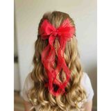 Nati Co Kırmızı Boncuk Detaylı Organze Şık Çocuk Saç Tokası