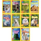 National Geographic Kids Readers Level 1 Series, Collection Set of 10 Books. Wild Cats, T. Rex, Reptiles, Pyramids, Here to There, Llamas, Hedgehogs, Goats, Day and Night, Animal Doctors