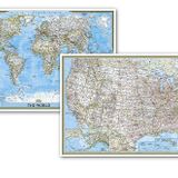 National Geographic World and United States Maps - Classic (Poster Size: 36 X 24 In) [Map Pack Bundle]