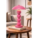 Natiorj Pilli 4 Top Pembe Model Masa Lambası Cafe Salon Yatak Odası Aç Kapa Çalıştır Abajur