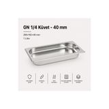 Natsan Paslanmaz Çelik Gastronom/gastronorm Küvet Gn 1/4-40 (26,5 X 16,2 X 4 CM)