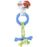 Natura 25 cm Plastik Halka ve Kemikli Dental Halat Köpek Oyuncağı