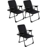 Natura 3 Adet Kamp Sandalyesi Katlanır Piknik Sandalye Dikdörtgen Bardaklıklı Siyah - 6456 Ecorce Tube Marron - Polyester