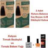 Natura Balance 4.45 Etkileyici Kahve 2 Adet Saç Boyası + Kalyon Tırnak Besleyici ve Bakım Yağı