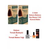 Natura Balance 7.43 Kumral Bakır 2 Adet Saç Boyası + Kalyon Tırnak Besleyici ve Bakım Yağı