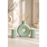 Natura Home Decor İskandinav Tarzı 3'lü Dekoratif Taş Vazo Seti - Mint Yeşili