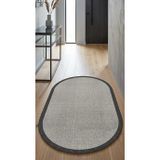 Natura Sisal Hasır Görünümlü Çerçeveli Oval Halı Ntr10 Siyah-Gri