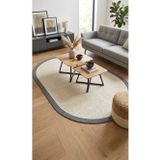 Natura Sisal Hasır Görünümlü Çerçeveli Oval Halı Ntr17 Lacivert-Krem