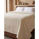 Natural Çift Kişilik Yatak Örtüsü/pike Tek Parça-Krem Rengi (200X230CM) %100 Pamuk - 200 x 230 cm