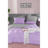 Natural Çift Taraflı Çift Kişilik Nevresim Takımı Gri Lila - Gri - Lila - 200 x 220 cm