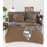 Natural Çift Taraflı Çift Kişilik Nevresim Takımı Kahve Gri - Kahverengi - Gri - 200 x 220 cm