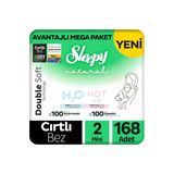 Natural Double Soft Avantajlı Mega Paket Bebek Bezi 2 Numara Mini 168 Adet