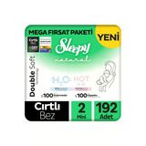 Natural Double Soft Mega Fırsat Paketi Bebek Bezi 2 Numara Mini 192 Adet