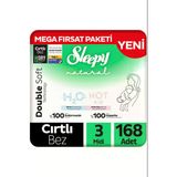 Natural Double Soft Mega Fırsat Paketi Bebek Bezi 3 Numara Midi 168 Adet