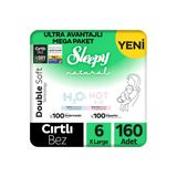 Natural Double Soft Ultra Avantajlı Mega Paket Bebek Bezi 6 Numara Xlarge 160 Adet