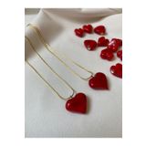 NaturalMyJewellery Kırmızı Kalp Cam Murano Kolye
