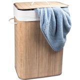Naturalove Bambu Çamaşır Sepeti - Dikdörtgen - Beyaz - Kahverengi