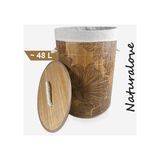 Naturalove Bambu Desenli Çamaşır Sepeti ~50 L Kapasite Katlanabilir Yıkanabilir Pamuk Polyester
