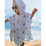 Naturalp 2 Kat Müslin Kapşonlu Panço Bornoz Deniz Plaj Havuz Havlu Çocuk Bebek Erkek Kız Muffin - Multi - 6 - 9 Yaş