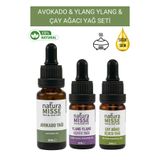 NaturaMisse Avokado Yağı 20 ml Çay Ağacı Uçucu Yağı 10 ml Ylang Uçucu Yağı 10 ml %100 Saf Doğal