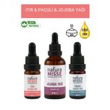 NaturaMisse Jojoba Yağı 50 ml Itır Uçucu Yağı 10 ml Paçuli Uçucu Yağı 10 ml %100 Saf Doğal