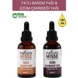 NaturaMisse Üzüm Çekirdeği Yağı 50 ml - Tatlı Badem Yağı 50 ml (2X50 Ml) Soğuk Sıkım