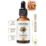 NATURAPY Badem Yağı (Sweet Almond Oil) Soğuk Sıkım Sabit Yağ 30 ml Damlalıklı Cam Şişe