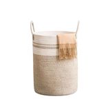NaturaWeave Jüt Hasır Kirli Sepeti Banyo Sepeti Giyisi Havlu Battaniye Dergi Oyuncak Düzenleyici Saksı Sepet Organizer Hafif Kulp Detaylı Yumşak Ve Dayanıklı Karavan Organizeri (HASIR-ŞERİTLİ)