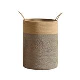NaturaWeave Jüt Hasır Kirli Sepeti Banyo Sepeti Giyisi Havlu Battaniye Dergi Oyuncak Düzenleyici Saksı Sepet Organizer Hafif Kulp Detaylı Yumşak Ve Dayanıklı Karavan Organizeri (HASIR-SİYAHKIRÇIL)