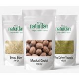 Naturdan Beyaz Biber - Muskat Cevizi - Toz Defne Yaprağı (3x Doğal 100 Gr) Set