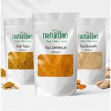 Naturdan Köri - Toz Zerdeçal - Toz Zencefil (3x Doğal 100 Gr) Set