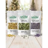 Naturdan Yeni Mahsül Tıbbi Papatya - Melisa Otu - Lavanta Çiçeği (3x Doğal 100 Gr) Set
