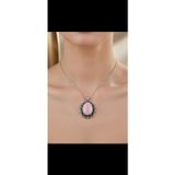 Nature Glow Naturel Glow El Yapımı Pembe Doğal Taş Kolye Ucu – Vintage Bakır Çerçeveli Oval Tasarım
