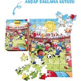 Nature Play Design ⚽ Renkli Futbol Temalı Ahşap Puzzle – 70 Parça (32 x 42 Cm) | Ahşap Saklama Kutulu Eğitici Oyuncak