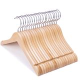 Nature Smile Gençler Preteen Büyük Çocuklar Ahşap Elbise Askıları 30 cm Ahşap Elbise Gömlek Ceket Askıları Anti-Pas Kancalı (20'li Paket Doğal)
