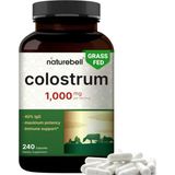 Naturebell Bovine Colostrum 1,000MG 240 Capsules 40% Igg Colostrum For Gut Health, Bloating, Skin, Hair Immune Support. - Aromasız