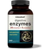 Naturebell Digestive Enzymes With Prebiotics 240 Veggie Capsules - 20 Enzyme & 5 Prebiotic Complex