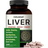 Naturebell (Özelsporcugıdaların'dan !!) Liver Cleanse Detox Repair, (240 Veggie Capsul) Milk Thistle, Dandelion Root, Artichoke,turmeric, Black Currant Oil.made In Usa.49. - Aromasız