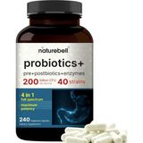 Naturebell Probiotics 200 Billion Cfu Per Serving 240 Veggie Capsul With Synbiotic Blend Of Digestive Enzymes, Prebiotics, & Postbiotics – 40 Strains – Full-Spectrum Gut Health & Bloating Support - Aromasız