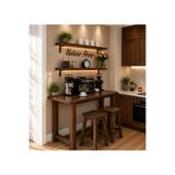 NATUREE AHŞAP 2 Tabure + 2 Raf + 60 x 120 Bar Masası Özel Tasarım Takım(yükseklik 1 m)