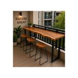 NATUREE AHŞAP Doğal Kenarlı Metal Ayaklı Bar Masası 40 x140 (tabureler hariç)