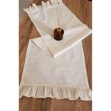 Naturel 2-kenar Fırfırlı Runner Örtü Ham Keten Vintage Bej 40x110